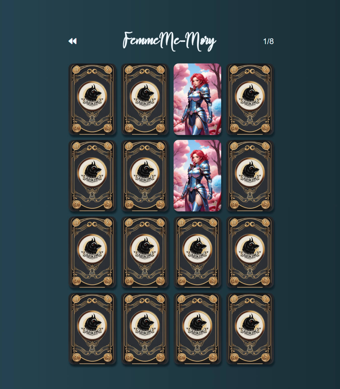 Memory game active gameplay